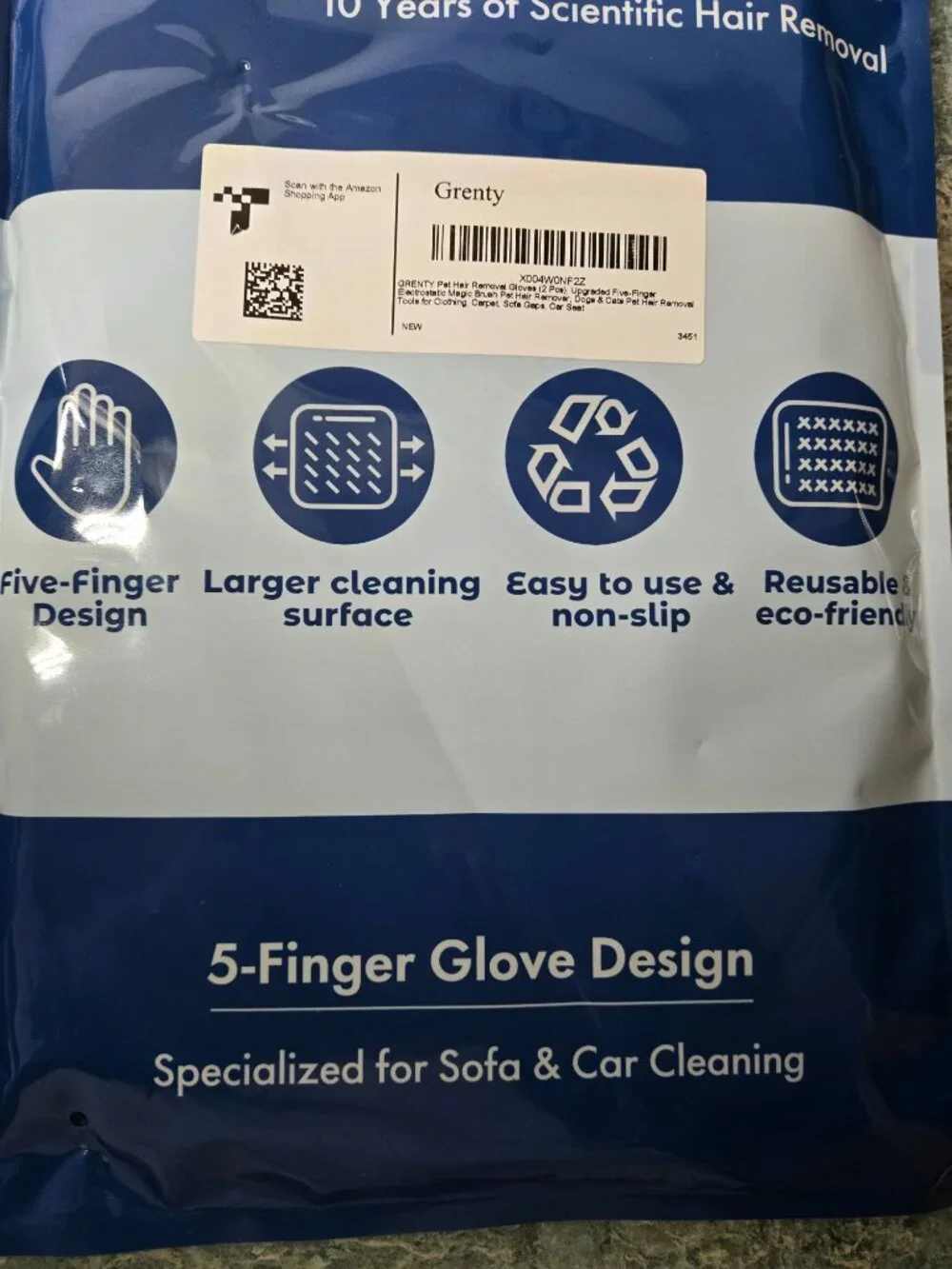 Pet Hair Removal Gloves for Dogs & Cats – Five-Finger Grooming Mitts Reuse